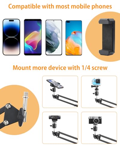 UTEBIT 10 inch Upgrade Ring Light Overhead Camera Phone Mount for Desk