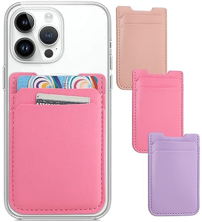 Fulgamo Phone Wallet Stick on,Card Holder for Phone Case,Phone Card Holder - color: Hot Pink,Purple,Nude