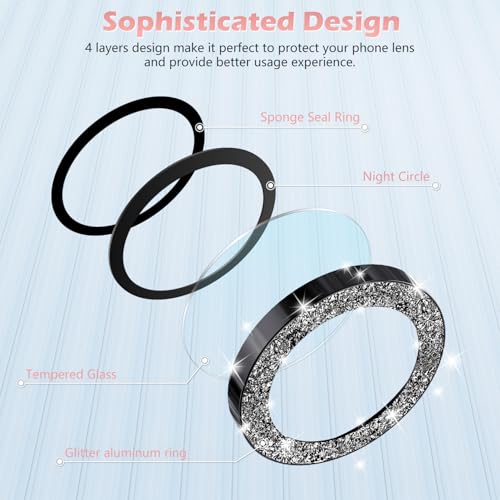 imluckies for iPhone 16 Pro - iPhone 16 Pro Max Camera Lens Protector, AR+AF Tempered Glass, 9H Ultra-Tough Metal Individual Lens Cover, HD Clear Camera Accessories - Glitter Black Titanium - color: Glitter Black Titanium