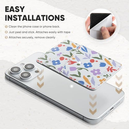VULKIT Phone Card Holder Wallet Leather Adhesive Pocket RFID Blocking Credit Card Sleeves Stick Back of Phone Smartphones - color: Wildflower