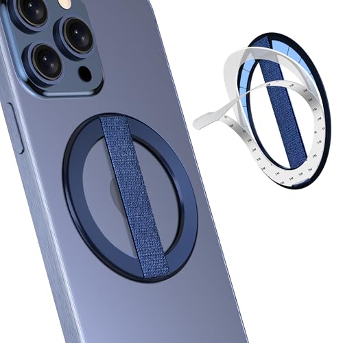 AirLoop Ultra Thin Phone Grip with Soft Elastic Finger Strap, Strong Adhesive with Back-Side Magnetic Ring Holder Loop, Ultra Light Accessories for Phone-Blue - color: Blue