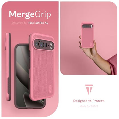 TUDIA MergeGrip [Military Grade] Cases for Google Pixel 10 Pro XL (2025), [Drop Tested] Dual-Layer Shockproof Rugged Slim Anti-Slip Heavy Duty Protective Phone Case Pixel Pro 10 XL Cover – Smokey Pink - color: Smokey Pink, size: Pixel 10 Pro XL
