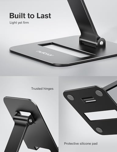 Nulaxy 2 Pcs Aluminum Dual Folding Cell Phone Stand for Desk, Black & Black - color: Black