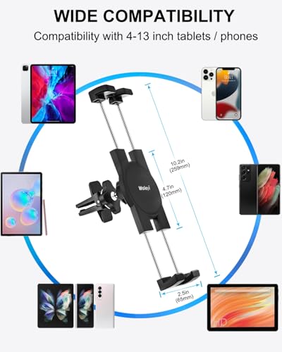 Tablet Mount for Car Vent, [Super Stable & Easy] Car Air Vent Tablet Holder with 360° Adjustable Clip, Compatible with iPad Pro, Air, Mini, iPhone, Galaxy Tabs, Z Fold, Fire HD, 4.7-13" Devices