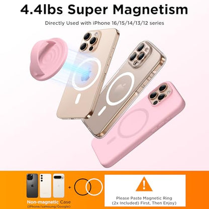 Magnetic Phone Grip for MagSafe, Silicone Ring Grip, Pink - color: Pink