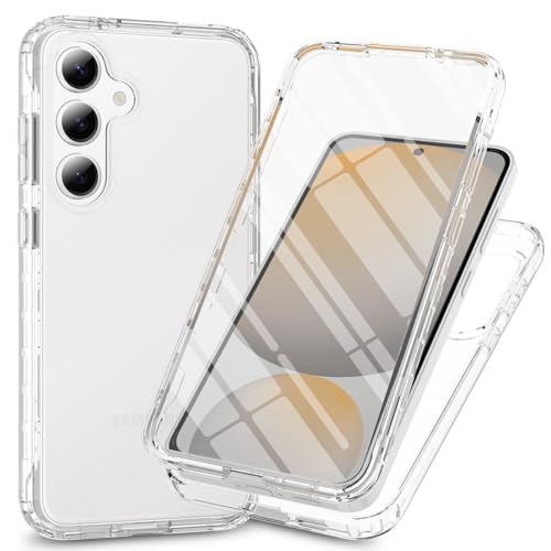 for Samsung Galaxy S25 5G Case, for Samsung S25 Phone Case with Built-in Screen Protector Clear Slim Back Cover Shockproof Rugged Heavy Duty Bumper Full Body Cover for Galaxy S25, Clear - color: Clear, size: Samsung Galaxy S25