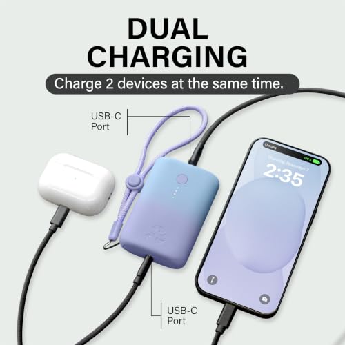 Nimble Champ Portable Charger, 10000mAh Power Bank, 20W Dual USB-C Charging - color: Glacial Blue Lavender
