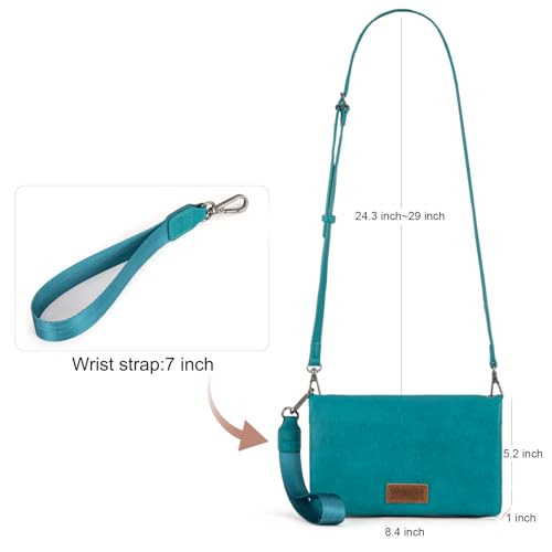Wrangler Wristlet Wallet for Women Small Wallet Purse RFID Blocking Bifold Clutch Credit Card Holder Purse with Crossbody Strap - color: B-turquoise