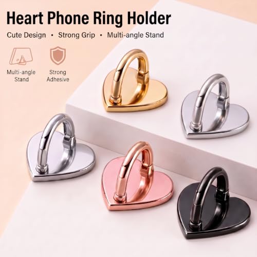 Moxweyeni 8 Pcs Heart Phone Charm Hook,Gold, Silver, Rose Gold, Black - color: Gold, Silver, Rose Gold, Black