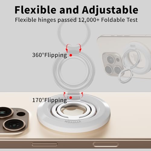 Phone Grip for MagSafe,Magnetic Phone Ring Holder,Cell Phone Grip Stand with Two-Sided Magnetic Finger Kickstand for iPhone 17 16 15 14 13 12 Samsung Android Phone Case (2 Metal Ring Include)