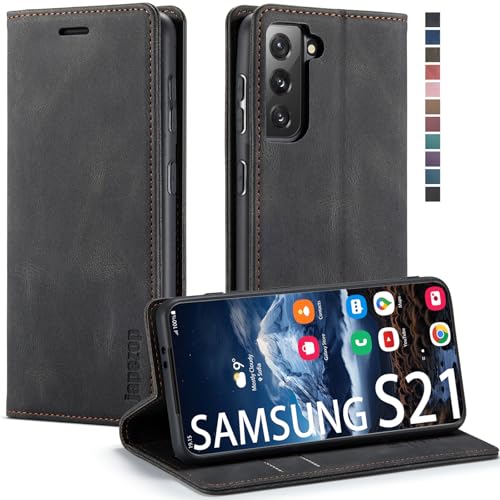 japezop Samsung Galaxy S21 5G Wallet Case with [RFID Blocking],Card Holder Kickstand Magnetic,Soft Leather Flip Case for Galaxy S21 5G 6.2 Inch(Black) - color: Black, size: S21 5G 6.2"