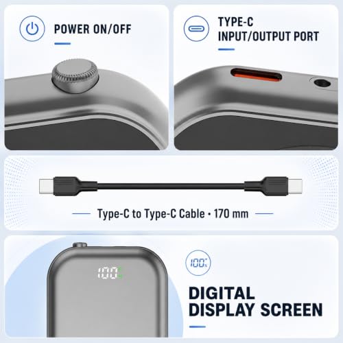 Magnetic Power Bank, Compact 10,000mAh Magnetic Wireless Portable Charger with 20W Max Fast Charging,for iPhone 16/15/14/13/12Series,AirPods,and More-Black