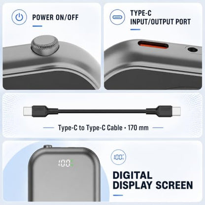 Magnetic Power Bank, Compact 10,000mAh Magnetic Wireless Portable Charger with 20W Max Fast Charging,for iPhone 16/15/14/13/12Series,AirPods,and More-Black