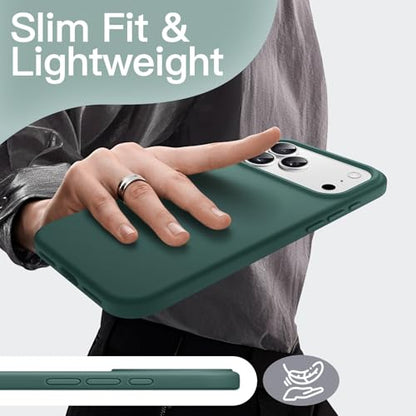 JETech Silicone Case for iPhone 17 Pro Max, Midnight Green | Silky Soft Touch, Shockproof Protection, Scratch Resistant, Microfiber Lining - color: Midnight Green, size: iPhone 17 Pro Max
