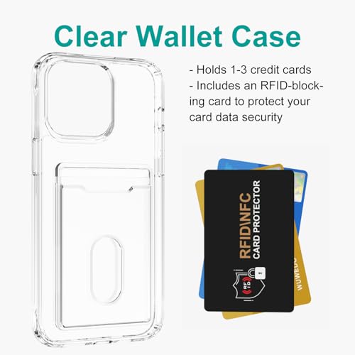 for iPhone 15 Pro Max Clear Wallet Case with RFID Blocking Card, Up to 3 Cards, Hybrid Protective Case with Card Holder, TPU + PC, Anti-Yellowing, 6.7" 2023 - color: RFID BC Clear, size: iPhone 15 Pro Max