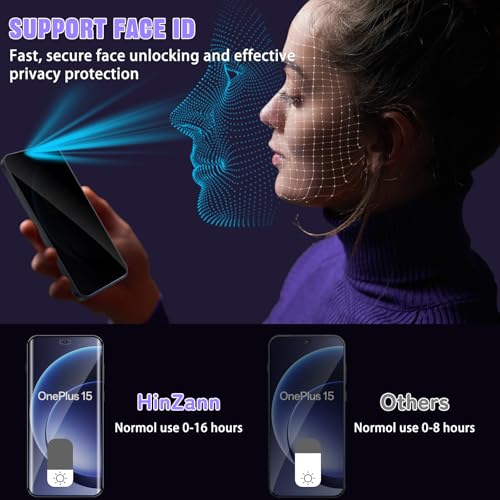 For One Plus 15 5G Privacy Screen Protector (2+2 Pack) - size: One Plus 15 5G 2+2