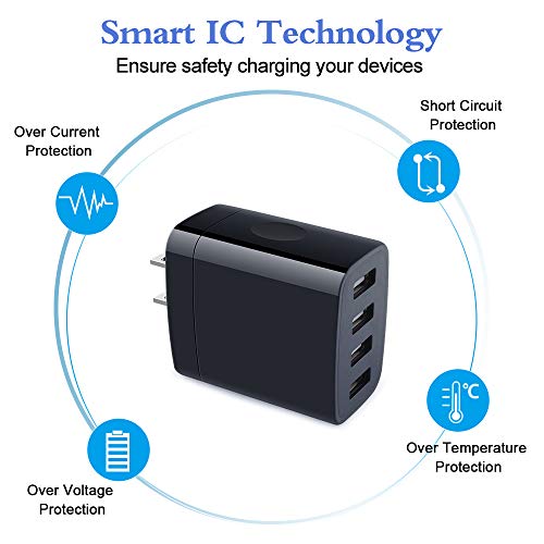 iPhone Charger Block, 4.8A Multi Port USB Wall Charger Plug Power Adapter - color: all black