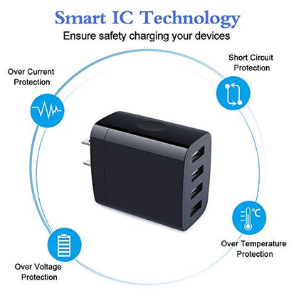 iPhone Charger Block, 4.8A Multi Port USB Wall Charger Plug Power Adapter - color: all black