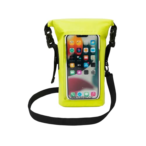 geckobrands Waterproof Phone Tote with 2L Dry Bag and Adjustable Strap – Protect Your Phone and Valuables While on The Go - color: Bright Green