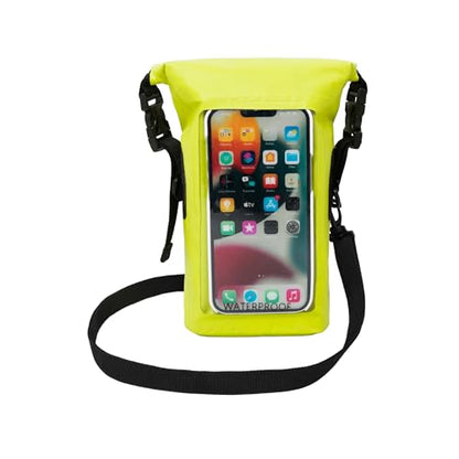 geckobrands Waterproof Phone Tote with 2L Dry Bag and Adjustable Strap – Protect Your Phone and Valuables While on The Go - color: Bright Green