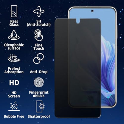 3+2 Pack Privacy Screen Protector And Camera Lens Protection for Galaxy S25 5G, Anti-Spy 9H Hardness Support Fingerprint Unlock Tempered Glass Screen Protector for Samsung Galaxy S25 - size: Galaxy S25 6.1 Inch