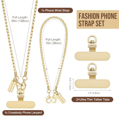 Dadanism Universal Phone Lanyard Set, Gold - color: Gold, size: 128+26 cm