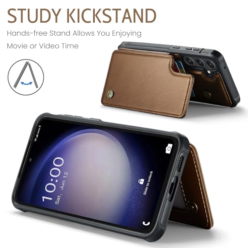 Kowauri for Samsung Galaxy S23 FE Case, PU Leather Wallet Case for Women Men with RFID Blocking Card Holder Slot Magnetic Closure Shockproof Protective Phone Cover for Samsung Galaxy S23 FE,Brown - color: Brown