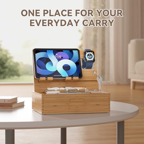 Pezin&Hulin Docking Station with Drawer, Nightstand Organizer (Nature) - color: nature