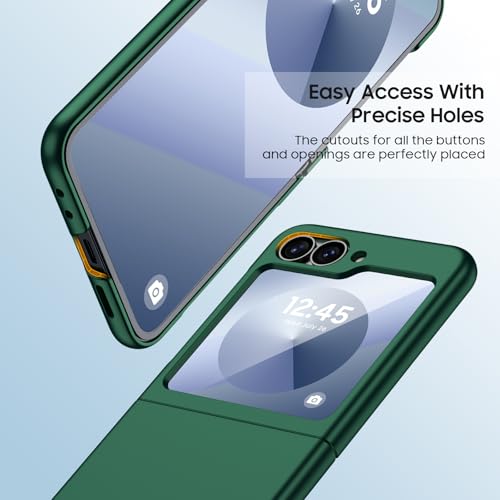 GooseBox for Samsung Galaxy Z Flip 6 Case with Screen Protection,Z Flip 6 Slim HD Clearly Case Ultra-Thin Anti-Scratch Shockproof Phone Case(Green) - color: Flip6-Green