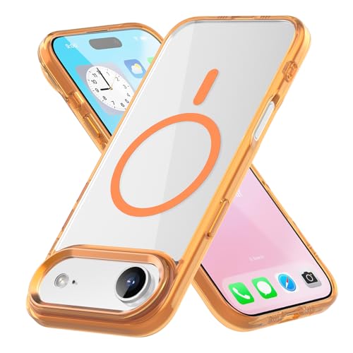 Case for iPhone Air Clear Magnetic Compatible with MagSafe [Anti Yellowing] Military Grade Protection TPU Bumper Shockproof Transparent Rugged Phone Case for iPhone 17 Air 6.5" Orange BC - color: Orange, size: iPhone Air 6.5"
