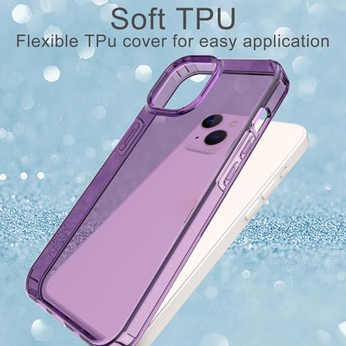 Phone Case for iPhone 14 Clear, [Crystal Clear][Non-Yellowing] Slim Shockproof Reinforced Drop Protective Flexible TPU Back Cover Phone Case for iPhone 14 Protective Case(Purple) - color: Purple