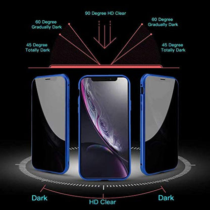 Magnetic Titanium for iPhone 14 Pro Max Privacy Screen Case Full Body Cover - color: Blue Titanium, size: iPhone 14 Pro Max