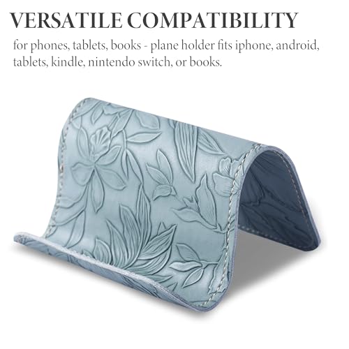 Airplane Travel Essentials for Flying Flex Flap Cell Phone Holder & Flexible Tablet Stand for Desk, Bed, Treadmill, Home & in-Flight Airplane Travel Accessories(1-Carved Blue) - color: 1-Carved Blue