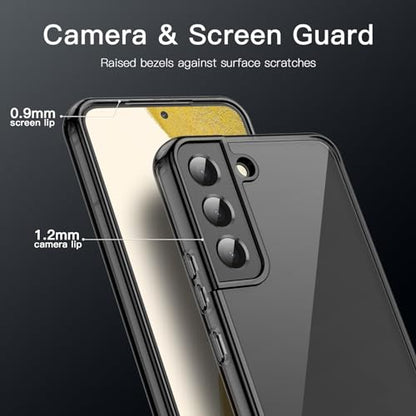 JETech Case for Samsung Galaxy S22, Anti-Yellowing, Black | Shockproof Protection, Scratch Resistant Hard PC Back, Durable Transparent TPU Bumper - color: Black