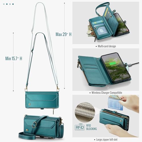 for Google Pixel 10a 6.3" Case, Women Men Multi-Function Wallet Case with Stand RFID Blocking Includes Shoulder Strap Wrist Strap Google Pixel 10a (Green) - color: Green