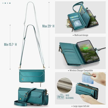 for Google Pixel 10a 6.3" Case, Women Men Multi-Function Wallet Case with Stand RFID Blocking Includes Shoulder Strap Wrist Strap Google Pixel 10a (Green) - color: Green
