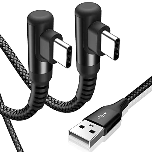 USB to USB C Cable Right Angle 3.1A Fast Charger Carplay 2-Pack 6.6ft Black - color: black, size: 6.6ft+6.6ft