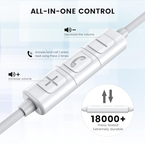 MOSWAG Wired Earbuds with Microphone, 3.5mm Jack in-Ear Headphones, White - color: White, size: 1 pack