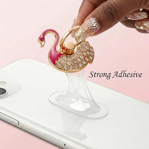 NXVX Swan Phone Ring Holder, Rose Crystal Finger Grip & Kickstand - color: Luxe Swan Rose