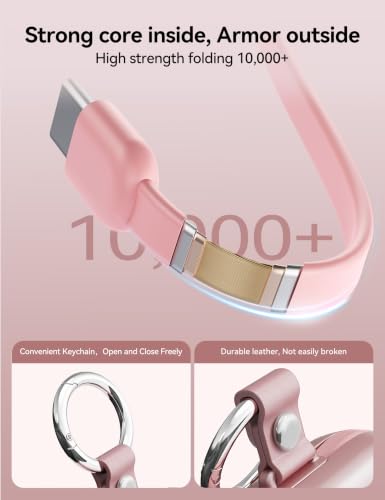 Portable Charger 10000mAh 22.5W Power Bank Built-in 2 Cables Keychain - color: Rose Gold