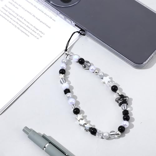 2PCS Beaded Camera Wrist Strap, Cool Black Star Phone Lanyard