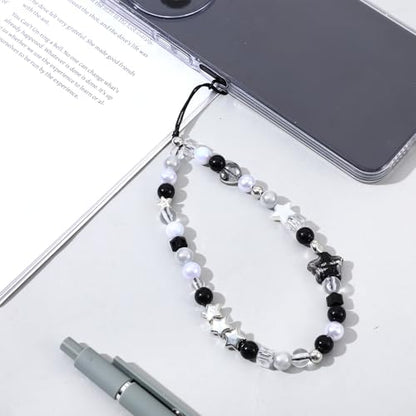 2PCS Beaded Camera Wrist Strap, Cool Black Star Phone Lanyard