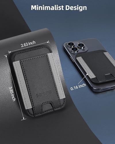 HiWe for MagSafe Wallet, 7 Cards Holder for Phone Case, RFID Blocking - color: Black Wallet - Grey Band