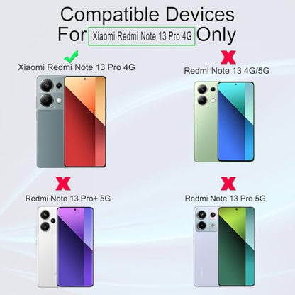 Ibywind 2 Pack Screen Protector For Xiaomi Redmi Note 13 Pro 4G 6.67",9H Hardness Tempered Glass,With 1Pc Camera Lens Protector,1Pc Back Carbon Fiber Film - size: Note 13 Pro 4G