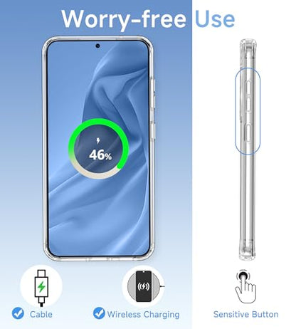 USLAI Case for Samsung Galaxy S21 FE Clear | Anti-Yellowing, Crystal Clear Back, Shockproof, Military‑Grade Drop Protection - color: Clear, size: Galaxy S21 FE