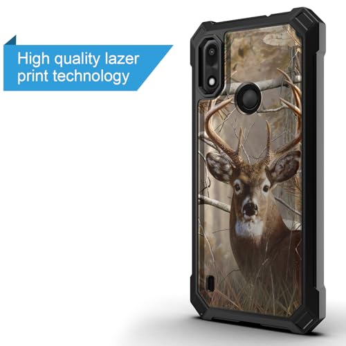 for Gabb Phone 4 Case/Gabb Phone 4 Cover w/[Tempered Glass Screen Protector] Dual Layer Shockproof [Military-Grade][Full-Body] Protective Cover for Teen Women Man Boy Girl Tree Camo Deer Hunt - color: BLD IN DEER CAMO