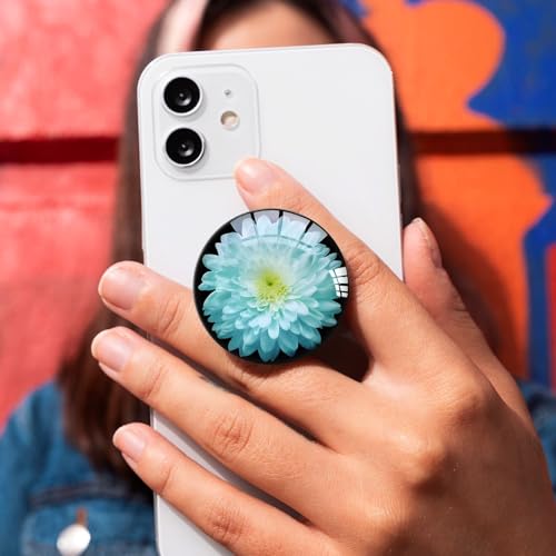 Translucent Clear Phone Grip with Expanding Kickstand,Cell Phone Collapsible Stand Blue Daisy Flower Design for Smartphones