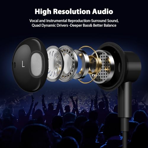Jelanry Magnetic USB-C Wired Earbuds HiFi Stereo Headphones with Mic Black - color: Black