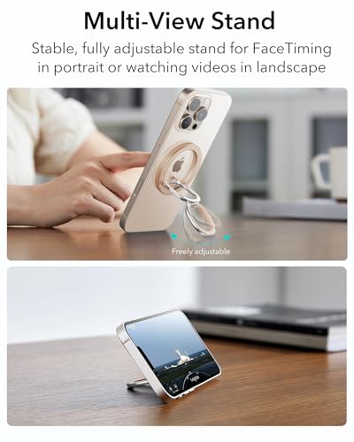 ESR for MagSafe Phone Grip for iPhone 17-12, 2-Way Magsafe Ring Holder - color: Desert Titanium