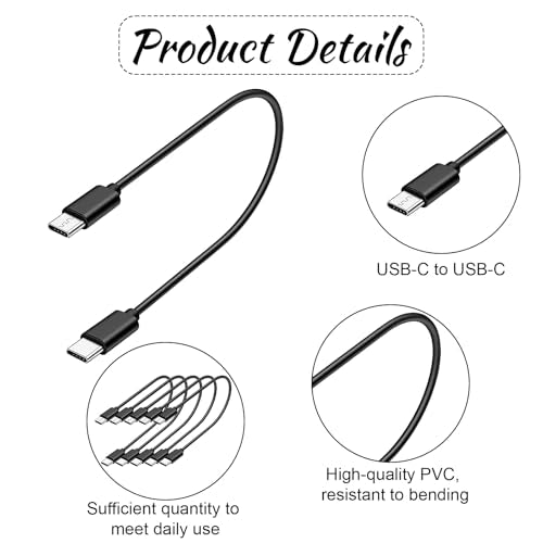 10 Pack Short Usbc to Usbc Cable, USB C to USB C Cable 1ft, Black